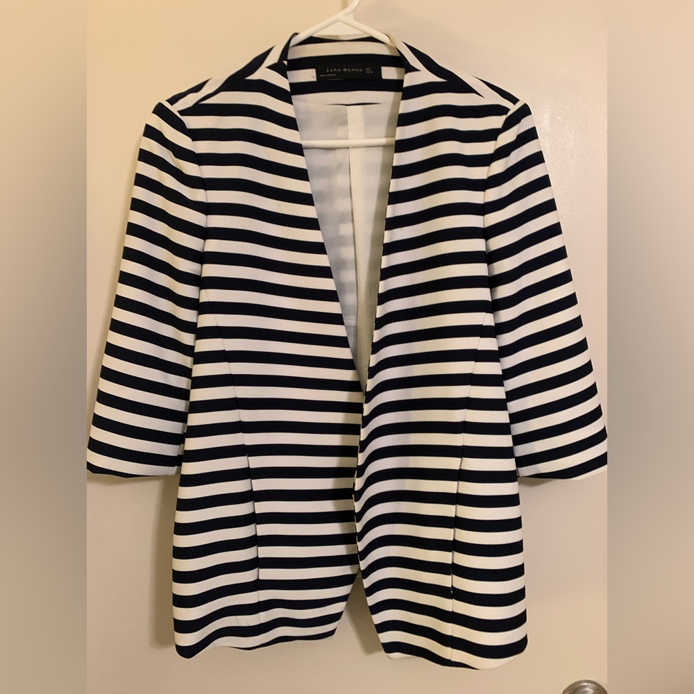 Navy blue stripes blazer